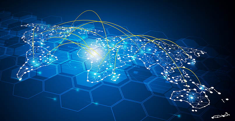 global, globe, abstract, world map, map, traffic, banwidth, transport, shipping, worldwide, access, data, digital, communication, telecoms, network, networking, loading, sending, design, tech, hi tech, technology, sci fi, line, linear, connection, point, geometric, flare, hexagons, circuit, electric, electronic, microchip, pattern, concept, vector, illustration, space, composition, blue, power, energy, spark, movement, motion