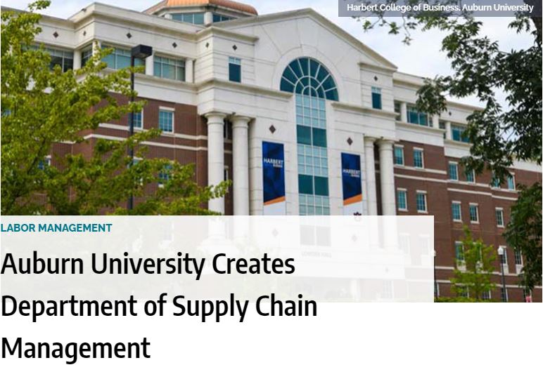 Auburn University Creates Department of Supply Chain Management